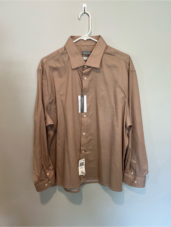 Michael Kors Other - Michael Kors Men’s Brown Geometric Dress Shirt 18 34/35 Regular Fit Button Front